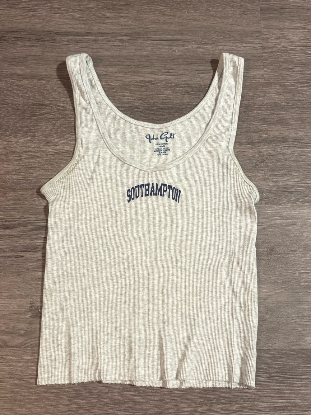 Brandy Melville Southampton Ribbed Tank in Heather Gray with Navy Print